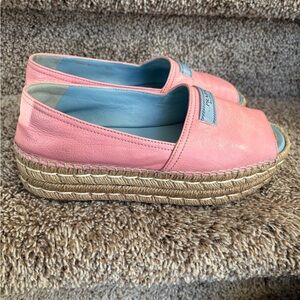 Prada Women’s Pink Espadrille Leather Shoes